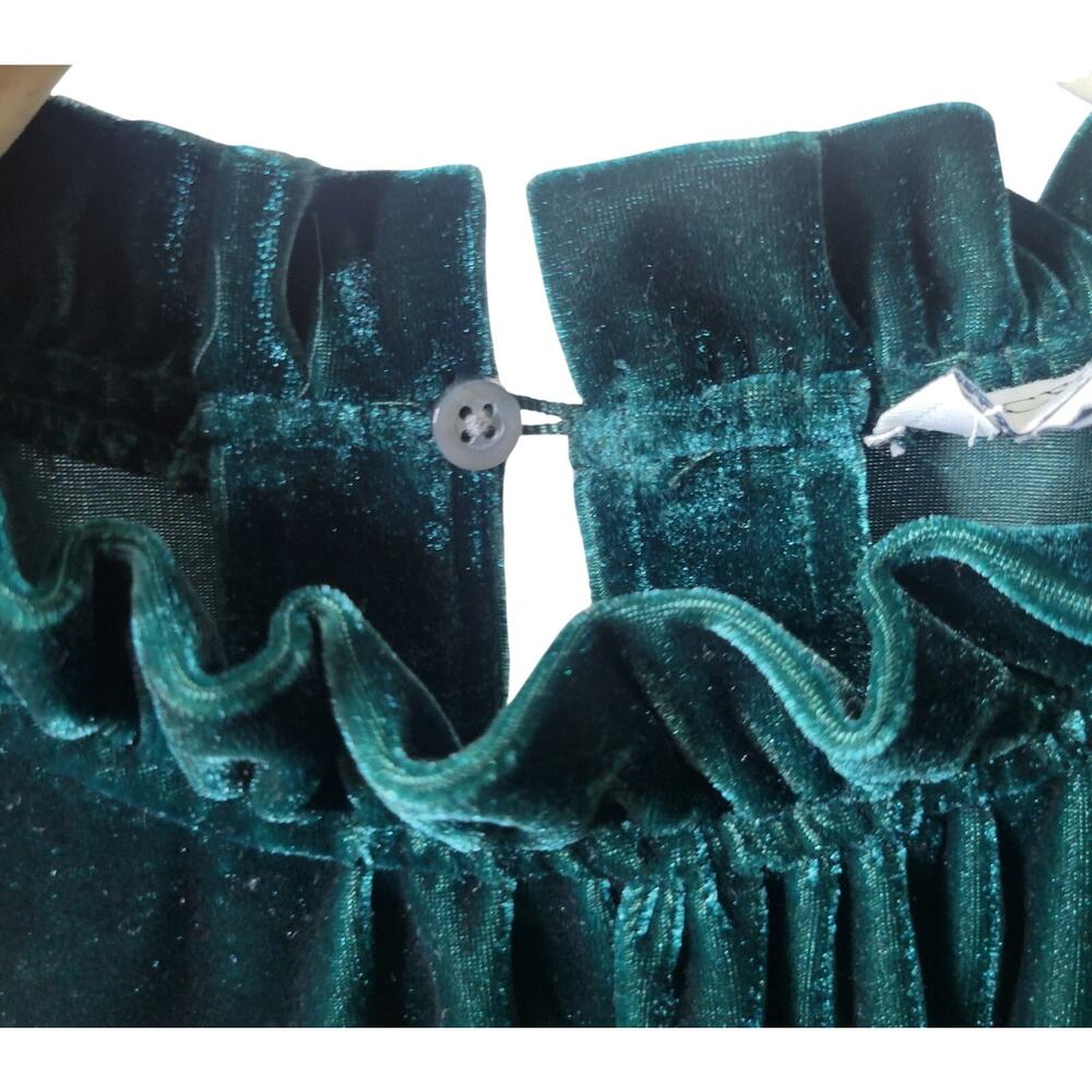J. Crew Velvet Midi Dress 8 Emerald Green Tiered Ruffle High Neck Romantic Party - Picture 6 of 9